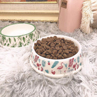 HKM-1551037 Tropical Rainforest Flamingo Ceramic Pet Bowl - Medium Size for Daily Use