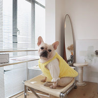 HKM-1551421 Warm Rabbit Fur Princess Skirt for Dogs - Double-Sided Yellow Floral Design