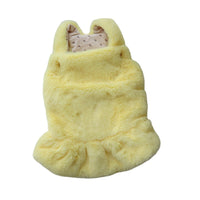 HKM-1551421 Warm Rabbit Fur Princess Skirt for Dogs - Double-Sided Yellow Floral Design