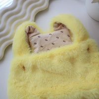 HKM-1551421 Warm Rabbit Fur Princess Skirt for Dogs - Double-Sided Yellow Floral Design