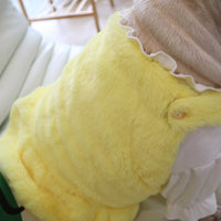 HKM-1551421 Warm Rabbit Fur Princess Skirt for Dogs - Double-Sided Yellow Floral Design