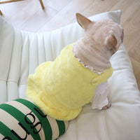 HKM-1551421 Warm Rabbit Fur Princess Skirt for Dogs - Double-Sided Yellow Floral Design