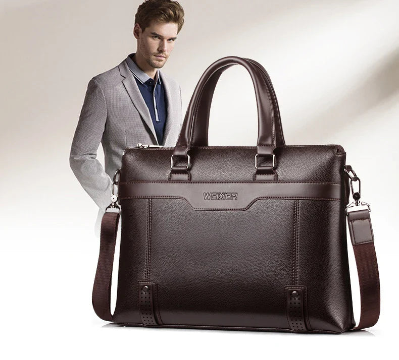 HKM-155283 Professional Men's PU Leather Laptop Briefcase and Tote Bag for Business Use