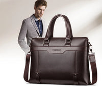 HKM-155283 Professional Men's PU Leather Laptop Briefcase and Tote Bag for Business Use