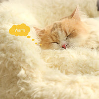 HKM-1554109 Cozy White Alpaca Pet Bed for Dogs and Cats with Detachable Plush Pads and Anti-Slip Bottom