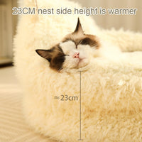 HKM-1554109 Cozy White Alpaca Pet Bed for Dogs and Cats with Detachable Plush Pads and Anti-Slip Bottom