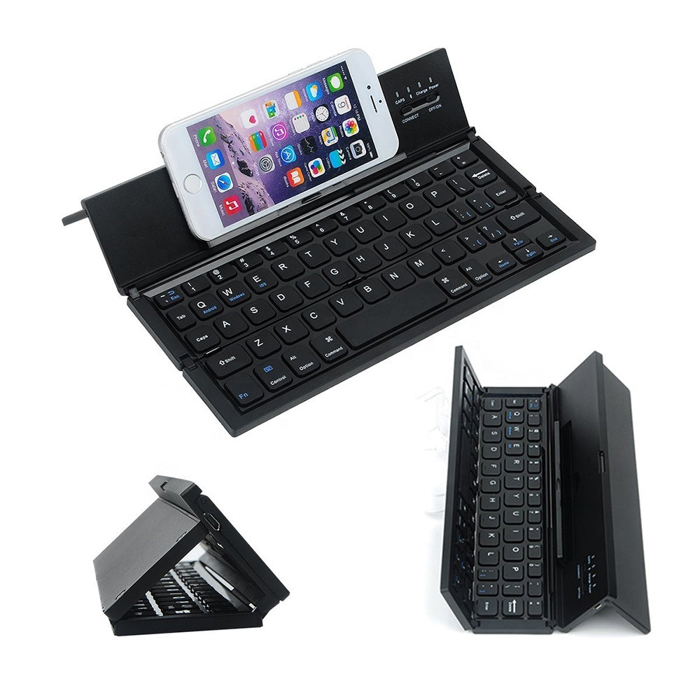 HKM-155411 Ultra-Thin Mini Folding Bluetooth Keyboard for Tablets and Smartphones - Waterproof, Multi-Function Design
