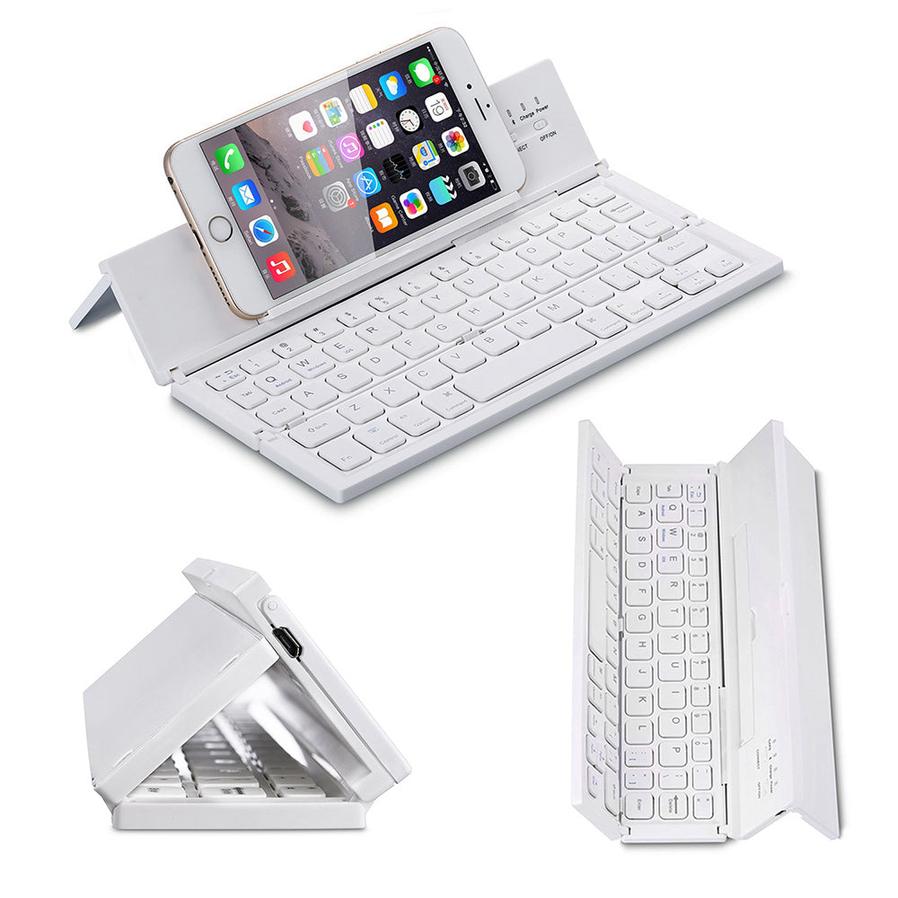 HKM-155411 Ultra-Thin Mini Folding Bluetooth Keyboard for Tablets and Smartphones - Waterproof, Multi-Function Design