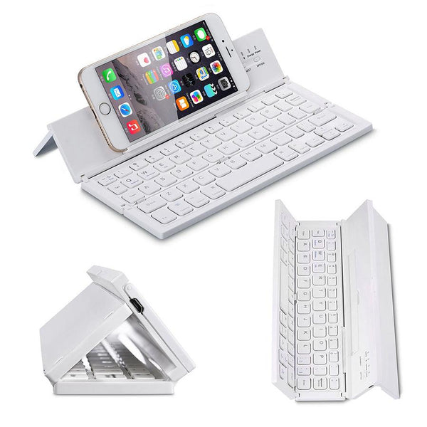 HKM-155411 Ultra-Thin Mini Folding Bluetooth Keyboard for Tablets and Smartphones - Waterproof, Multi-Function Design