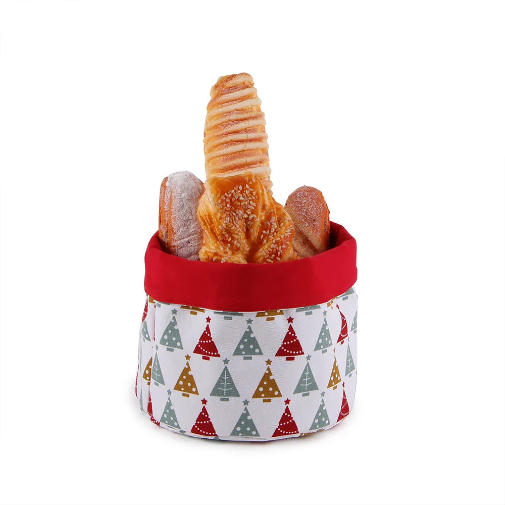 HKM-155475 Natural Cotton Fabric Foldable Bread Basket for Food Safe Storage