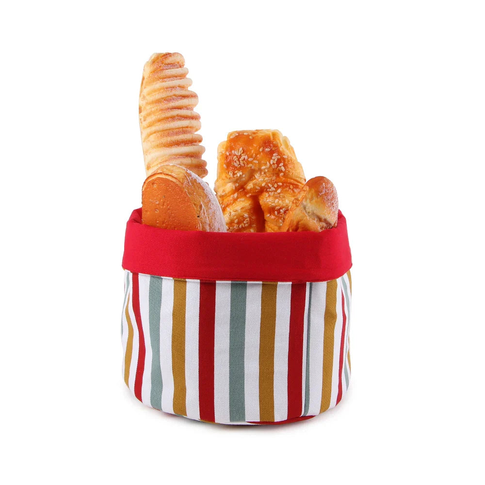 HKM-155475 Natural Cotton Fabric Foldable Bread Basket for Food Safe Storage