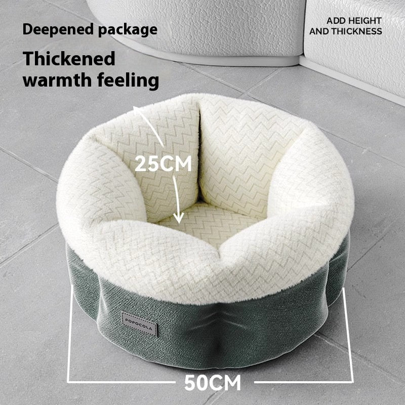 HKM-1555261 Electric Heated Wooden Dog and Cat Bed with Flannel Blanket for Pets Up to 10kg