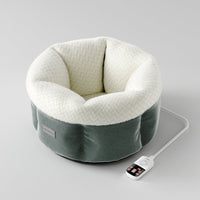 HKM-1555261 Electric Heated Wooden Dog and Cat Bed with Flannel Blanket for Pets Up to 10kg