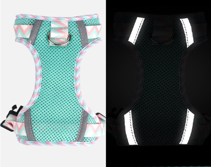 HKM-1556413 Reflective Rope Vest Harness for Dogs in Mountain Blue and Purple