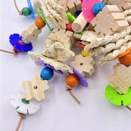 HKM-155667 Wooden Parrot Gnawing Toy for Birds - Engaging Chew Toy for Pets