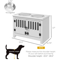 HKM-1556797 Dog Feeding Station with Storage Cabinet & Stainless Steel Bowls, White