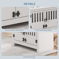 HKM-1556797 Dog Feeding Station with Storage Cabinet & Stainless Steel Bowls, White