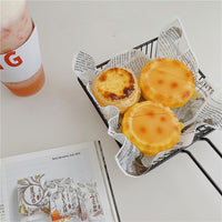 HKM-155923 Creative Funny Egg Tart Earphone Case Compatible with iPhone AirPods 1/2, Pro/3 Generation - Silicone Flip Design