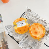 HKM-155923 Creative Funny Egg Tart Earphone Case Compatible with iPhone AirPods 1/2, Pro/3 Generation - Silicone Flip Design