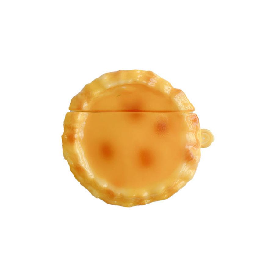 HKM-155923 Creative Funny Egg Tart Earphone Case Compatible with iPhone AirPods 1/2, Pro/3 Generation - Silicone Flip Design