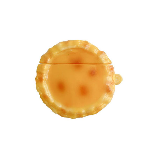HKM-155923 Creative Funny Egg Tart Earphone Case Compatible with iPhone AirPods 1/2, Pro/3 Generation - Silicone Flip Design