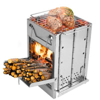 HKM-155923 Portable Folding Charcoal Cooking Stove for Camping, Hiking, and Outdoor Adventures with Carry Handle and Bag