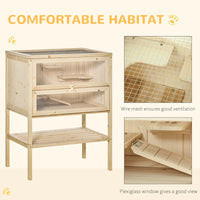HKM-1560253 3-Tier Wooden Hamster Cage with Openable Top and Front Door for Small Pets