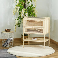 HKM-1560253 3-Tier Wooden Hamster Cage with Openable Top and Front Door for Small Pets
