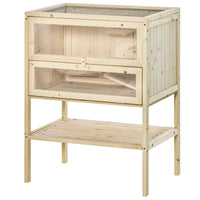 HKM-1560253 3-Tier Wooden Hamster Cage with Openable Top and Front Door for Small Pets