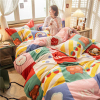 HKM-156051 Four-Piece Milk Velvet Bedding Set for Autumn and Winter