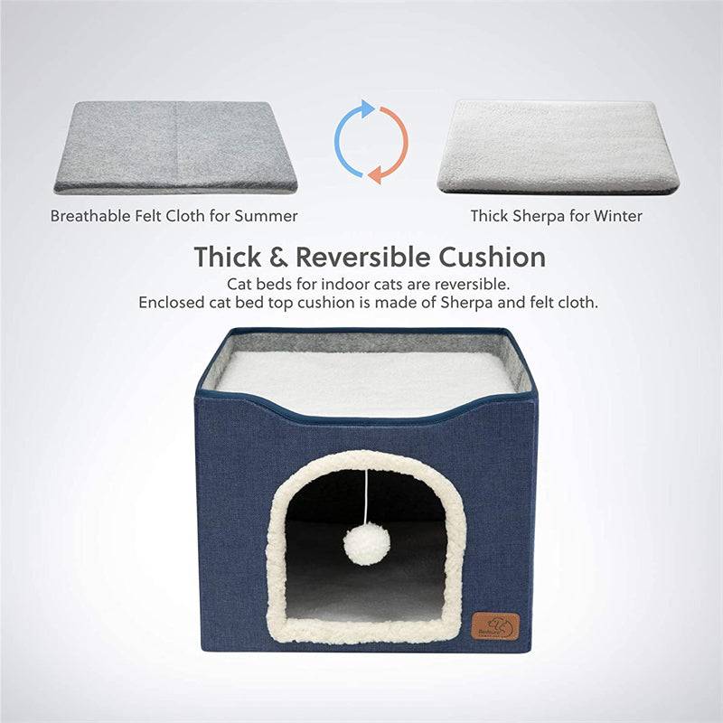HKM-1562429 Foldable Indoor Cat Stool with Cushion and Sisal Scratch Surface in Various Colors