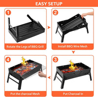 HKM-156243 Large Carbon Barbecue Grill for Outdoor Cooking, Camping, and Garden Parties - Foldable Design
