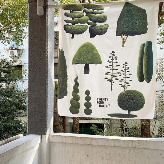 HKM-156435 Cute Tree Nordic Tapestry Wall Hanging - Plush Plants and Flowers Design (1000MM x 1200MM)