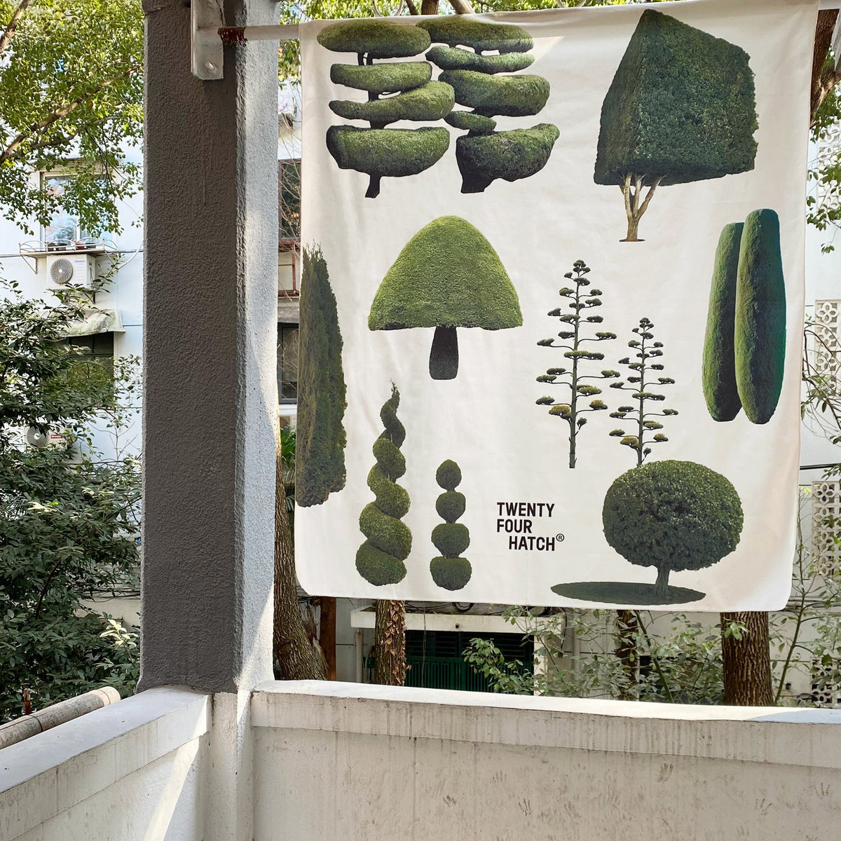 HKM-156435 Cute Tree Nordic Tapestry Wall Hanging - Plush Plants and Flowers Design (1000MM x 1200MM)