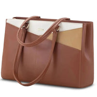 HKM-156435 Waterproof Leather Laptop Tote Bag for Women – 15.6 Inch Office Work Briefcase with Polyester Lining