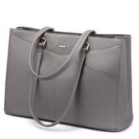 HKM-156435 Waterproof Leather Laptop Tote Bag for Women – 15.6 Inch Office Work Briefcase with Polyester Lining