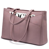 HKM-156435 Waterproof Leather Laptop Tote Bag for Women – 15.6 Inch Office Work Briefcase with Polyester Lining