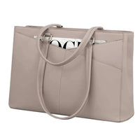 HKM-156435 Waterproof Leather Laptop Tote Bag for Women – 15.6 Inch Office Work Briefcase with Polyester Lining