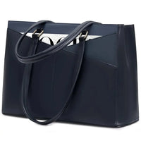 HKM-156435 Waterproof Leather Laptop Tote Bag for Women – 15.6 Inch Office Work Briefcase with Polyester Lining