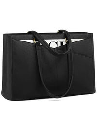 HKM-156435 Waterproof Leather Laptop Tote Bag for Women – 15.6 Inch Office Work Briefcase with Polyester Lining