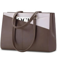 HKM-156435 Waterproof Leather Laptop Tote Bag for Women – 15.6 Inch Office Work Briefcase with Polyester Lining