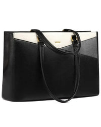 HKM-156435 Waterproof Leather Laptop Tote Bag for Women – 15.6 Inch Office Work Briefcase with Polyester Lining