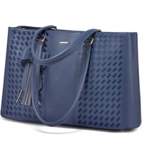 HKM-156435 Waterproof Leather Laptop Tote Bag for Women – 15.6 Inch Office Work Briefcase with Polyester Lining