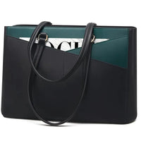 HKM-156435 Waterproof Leather Laptop Tote Bag for Women – 15.6 Inch Office Work Briefcase with Polyester Lining