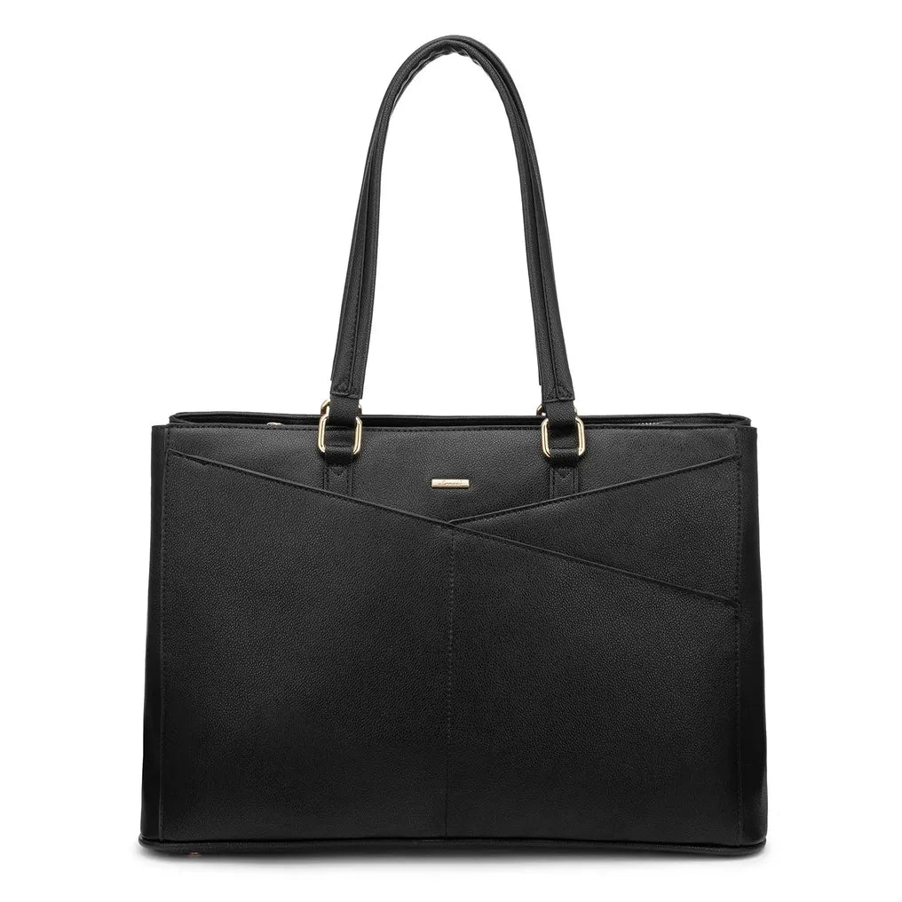 HKM-156435 Waterproof Leather Laptop Tote Bag for Women – 15.6 Inch Office Work Briefcase with Polyester Lining