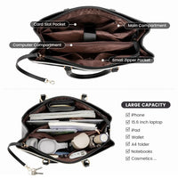 HKM-156435 Waterproof Leather Laptop Tote Bag for Women – 15.6 Inch Office Work Briefcase with Polyester Lining