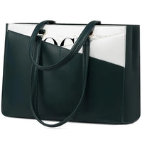 HKM-156435 Waterproof Leather Laptop Tote Bag for Women – 15.6 Inch Office Work Briefcase with Polyester Lining
