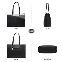 HKM-156435 Waterproof Leather Laptop Tote Bag for Women – 15.6 Inch Office Work Briefcase with Polyester Lining