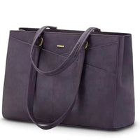 HKM-156435 Waterproof Leather Laptop Tote Bag for Women – 15.6 Inch Office Work Briefcase with Polyester Lining