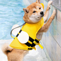 HKM-1564733 Cute Animal Shape Dog Life Jacket in Yellow Bee, Red Crab, White Swan Wings, Green Dinosaur, Blue-Yellow Stitching ¨C Sizes XS to XXL